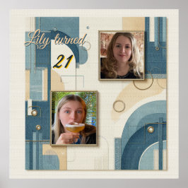 21:a födelsedag Poster av blågrädde i mandel blomm