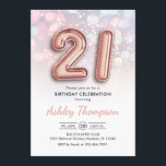 21:a födelsedag - Ro Guld-ballonger Rosa Ljus Inbjudningar<br><div class="desc">21:a födelsedag,  festinbjudan. Utformning av eleganten i Faux glitter ro guld med pastellrosa och lila ljus. Inbjudan-kortet har guld nummer 21-ballonger och skriptteckensnitt. Perfekt för en snyggt vid firande. Berätta om du behöver anpassningsbarnas ålder.</div>