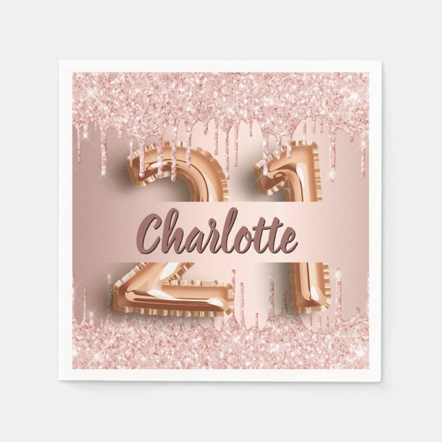 21:a födelsedag ro guld droppar pappersservett (Framsidan)