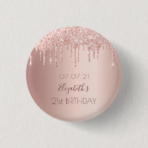 21:a födelsedag ro guld glitter droppar namn knapp