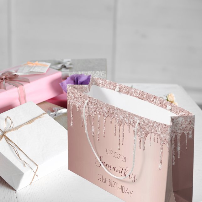 21:a födelsedag ro guld glitter droppar rosa (Skapare uppladdad)