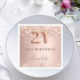 21:a födelsedag ro guld glitter namn pappersservett