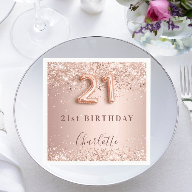 21:a födelsedag ro guld  glitter namn pappersservett (Skapare uppladdad)