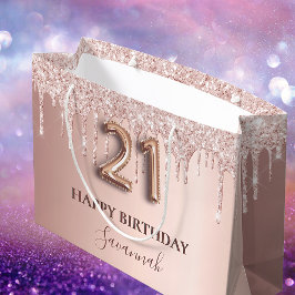 21:a födelsedag ro guld glitter rosa-ballong stil