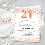 21:a födelsedag ro guld, vit budgetinbjudan flygblad<br><div class="desc">Observera att inbjudan är papper och mycket tunn. Kuvert ingår inte. Om du vill ha mer omfattande inbjudningar (samma design) kan du besöka vår butik. För elegant 21:a födelsedag. En vit bakgrund. Dekorerad med ro guld, rosa faux glitter, gnistor. Anpassa och lägg till information om namn och party. Namn är...</div>