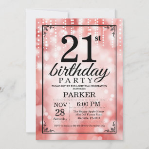 21:a födelsedag: Röda Glitter Inbjudningar