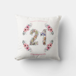 21:a födelsedag, Rosa Flower White Kudde
