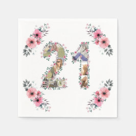 21:a födelsedag, Rosa Flower White Pappersservett