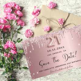 21:a födelsedag  rosa spara datumkortet
