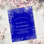 21:a födelsedag royal blå silver glitter inbjudningar<br><div class="desc">En modern,  snyggt och glamorös inbjudan till en 21:a (eller vilken ålder som helst) födelsedagsfest. Royalets blå bakgrund,  dekorerad med faux silver glitter damm. Anpassa och lägg till ditt namn och information om party.</div>
