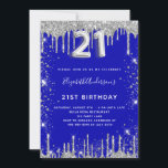 21:a födelsedag royal blått dammglam från silver g inbjudningar<br><div class="desc">En modern,  snyggt och glamorös inbjudan till 21-årsdagen party. Royalets blå bakgrund,  dekorerad med faux silver glitter damm. Anpassa och lägg till ditt namn och information om party. Nummer 21 skrivs med ett stil-skript med ballong.</div>
