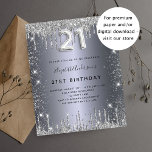 21:a födelsedag silver glitter budgetinbjudan flygblad<br><div class="desc">Observera att inbjudan är papper och mycket tunn. Kuvert ingår inte. Om du vill ha mer omfattande inbjudningar (samma design) kan du besöka vår butik. En modern, snyggt och glamorös inbjudan till 21-årsdagen party. En faux silver-tittar bakgrund, dekorerad med glitter. Anpassa och lägg till ditt namn och information om party....</div>