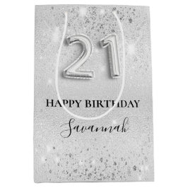 21:a födelsedag silver glitter-miniatyrdiagram