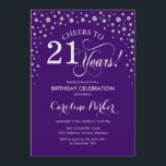 21:a födelsedag - Silver Lila Inbjudningar<br><div class="desc">21:a födelsedagsbjudan. Utformning av eleganten med faux glitter silver och lila. Skål till 21 år! Berätta om du behöver anpassa dig ytterligare.</div>