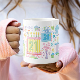 21:a födelsedag Söt Girly-Blommigten Jumbo Mugg