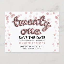 21:a födelsedag Spara datumbubblorna Ro Guld Meddelande Vykort