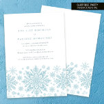 21:a födelsedag Surprise Party Blue Snowflake Inbjudningar<br><div class="desc">Mycket elegant blått snöflingor skapar en söt gräns längs grund i vuxens födelsedag. Modern och minimalistisk design har en öppen och hårig känsla. Contemporaryns estetik kommer att tilltala människor i alla åldrar.</div>