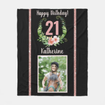 21:a födelsedag svart blommigt namn