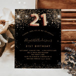 21:a födelsedag - svart budgetinbjudan för guld gl flygblad<br><div class="desc">Observera att inbjudan är papper och mycket tunn. Kuvert ingår inte. Om du vill ha mer omfattande inbjudningar (samma design) kan du besöka vår butik. En modern, snyggt och glamorös inbjudan till 21-årsdagen party. En svart bakgrund dekorerad med faux glitter. Namn är skrivet med ett modernt skript för den gyllene...</div>