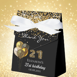 21:a födelsedag svart guld leopard-ballonger presentaskar