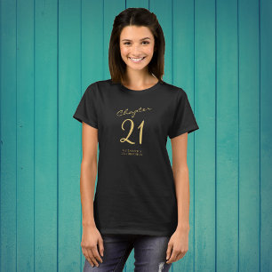 21:a födelsedag, svart skript i Party Guld T Shirt