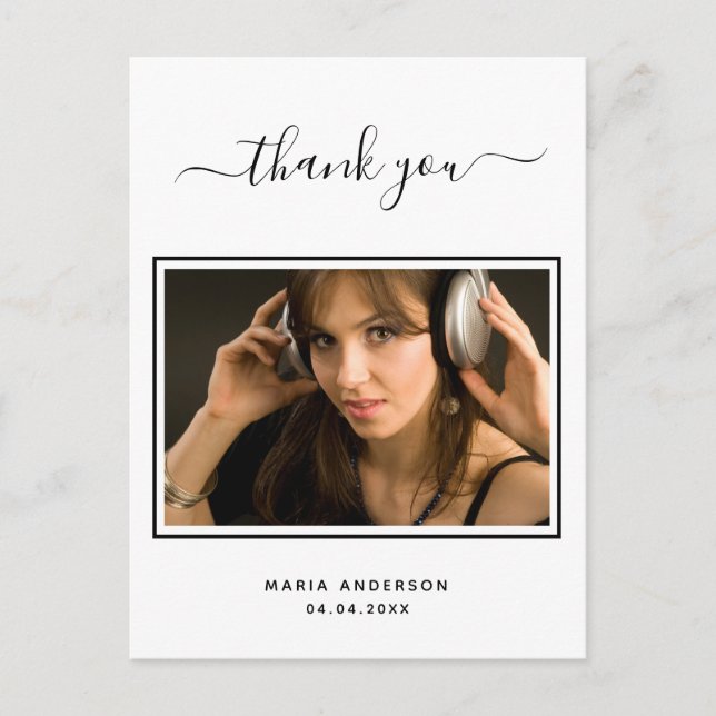 21:a födelsedag, svart, vitt foto tack vykort (Framsida)