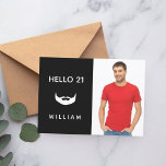 21:a födelsedag, svartvita skäggspojkar roligtar m inbjudningar<br><div class="desc">21:a födelsedagarinbjudan för manar,  med en bild av ett skägg på framsidan. Med texten: 21:a födelsedag! på framsidan. Mall för fotot. A Lägg till din händelseinformation på baksidan. Vit brev,  svart bakgrund.</div>