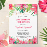 21:a födelsedag Tropical String Ljus Hawaiian Inbjudningar<br><div class="desc">De tropiska 21-dagars festinbjudningarna har en vattenfärgsdesign av tropiska blommor,  löv och ljus. Anpassa dem med din egen text.</div>