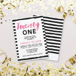 21:a födelsedagarinbjudan till chic Black and Whit Inbjudningar<br><div class="desc">Vänner och familj i inbjudan med den här chicen svartvit rand på 21:a födelsedag med ord 20 i söt rosa vattenfärg. Anpassa den här inbjudan genom att ersätta platshållartexten i mallen. Om du vill ha fler alternativ, till exempel att ändra teckensnitt, klickar du storlekt på knappen "Anpassa". *Observera att Zazzle...</div>