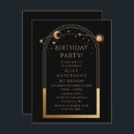 21:a födelsedagen 21:a kelestialen Black Guld Inbjudningar<br><div class="desc">21:a födelsedagen 21:a första 21:a helgdagen vid invigningen av astronomin i Sol i Måne,  vid den heliga mardrömmen i Inbjudningskort,  har guld sol,  måne och stjärnor med en gyllene ram mot svart bakgrund. Inuti finns informationen om din anpassningsbar-inbjudan. Designad av Evco Studio. Visa samordningssamlingen på www.zazzle.com/store/evcostudio</div>