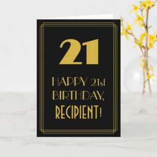 21:a födelsedagen ~ Art Deco Inspired Titta "21" & Kort