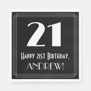 21:a födelsedagen ~ Art Deco Inspired Titta "21", Pappersservett