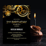 21:a födelsedagen Black Guld Steampunk Vaktverk Inbjudningar<br><div class="desc">Inbjudan dina vänner och nära vänner till din 21:a födelsedag med den här svarta och guld-stumparna.</div>