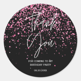 21:a födelsedagen Black Shock rosa Glitter Tack Runt Klistermärke