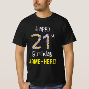 21:a födelsedagen: Blommigt Flowers Number "21" + T Shirt