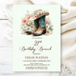 21:a födelsedagen Cowgirl Boots Birthday Brunch Inbjudningar