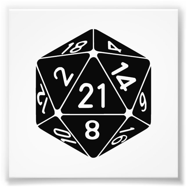 21:a födelsedagen D20 Fantasy Gamer Die Fototryck (Framsidan)