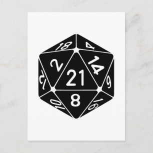 21:a födelsedagen D20 Fantasy Gamer Die Vykort