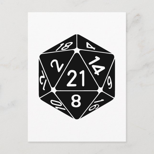 21:a födelsedagen D20 Fantasy Gamer Die Vykort (Framsida)