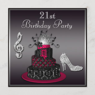 21:a födelsedagen Disco Diva Cake and Heels, Shock Inbjudningar