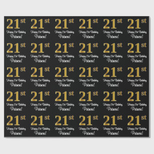 21:a födelsedagen: Elegant Luxurious Faux Guld lo Presentpapper