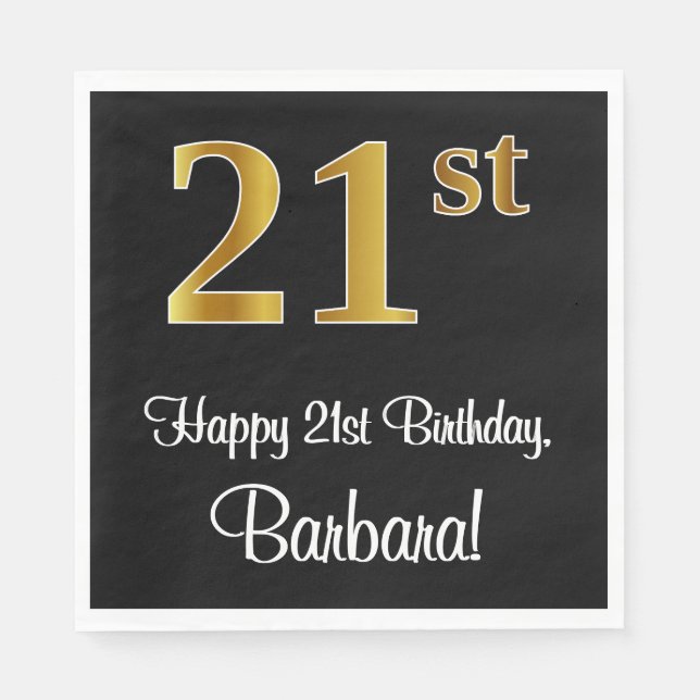 21:a födelsedagen ~ Elegant Luxurious Faux Guld Ti Pappersservett (Framsidan)