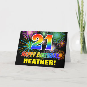 21:a födelsedagen: Fet, Roligt, Fireworks, Regnbåg Kort