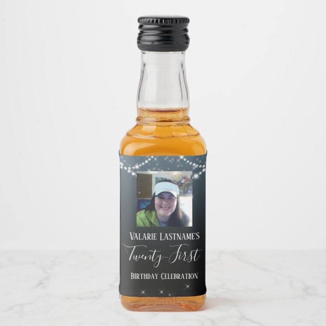21:a födelsedagen Firande Ombre Diamond Spritflaskor Etikett (Framsida)