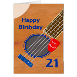 21:a födelsedagen Guitar Player Birthday Hälsningskort