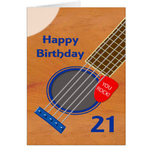 21:a födelsedagen Guitar Player Birthday Hälsningskort