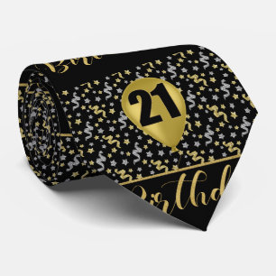 21:a födelsedagen Guld på svart med konfetti Slips