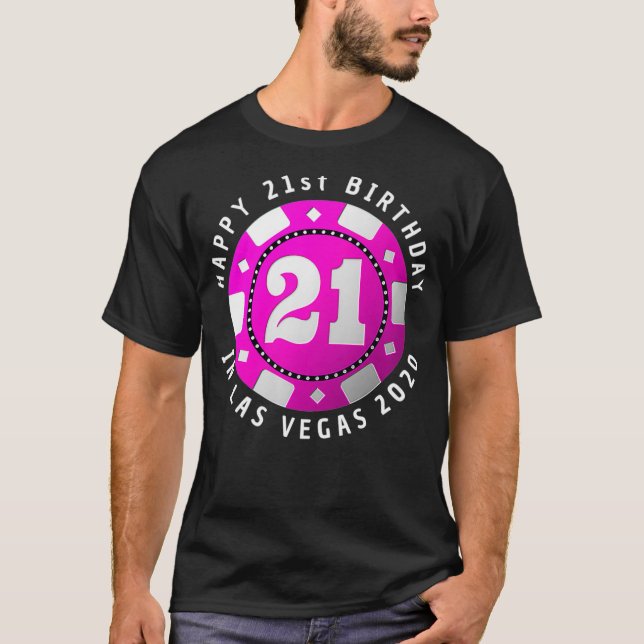 21:a födelsedagen i Las Vegas 2020 Poker Chip Prem T Shirt (Framsida)