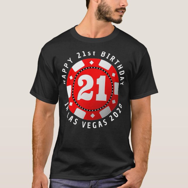 21:a födelsedagen i Las Vegas 2020 Poker Chip  T Shirt (Framsida)