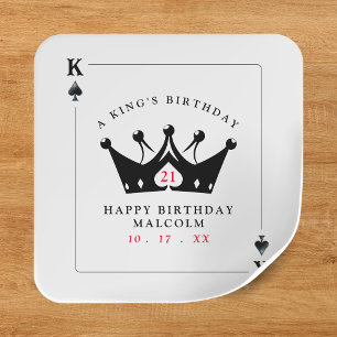 21:a födelsedagen Kung av Spades Casino Poker Card Fyrkantigt Klistermärke